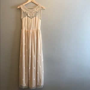 Modcloth Cream Chiffon Dress